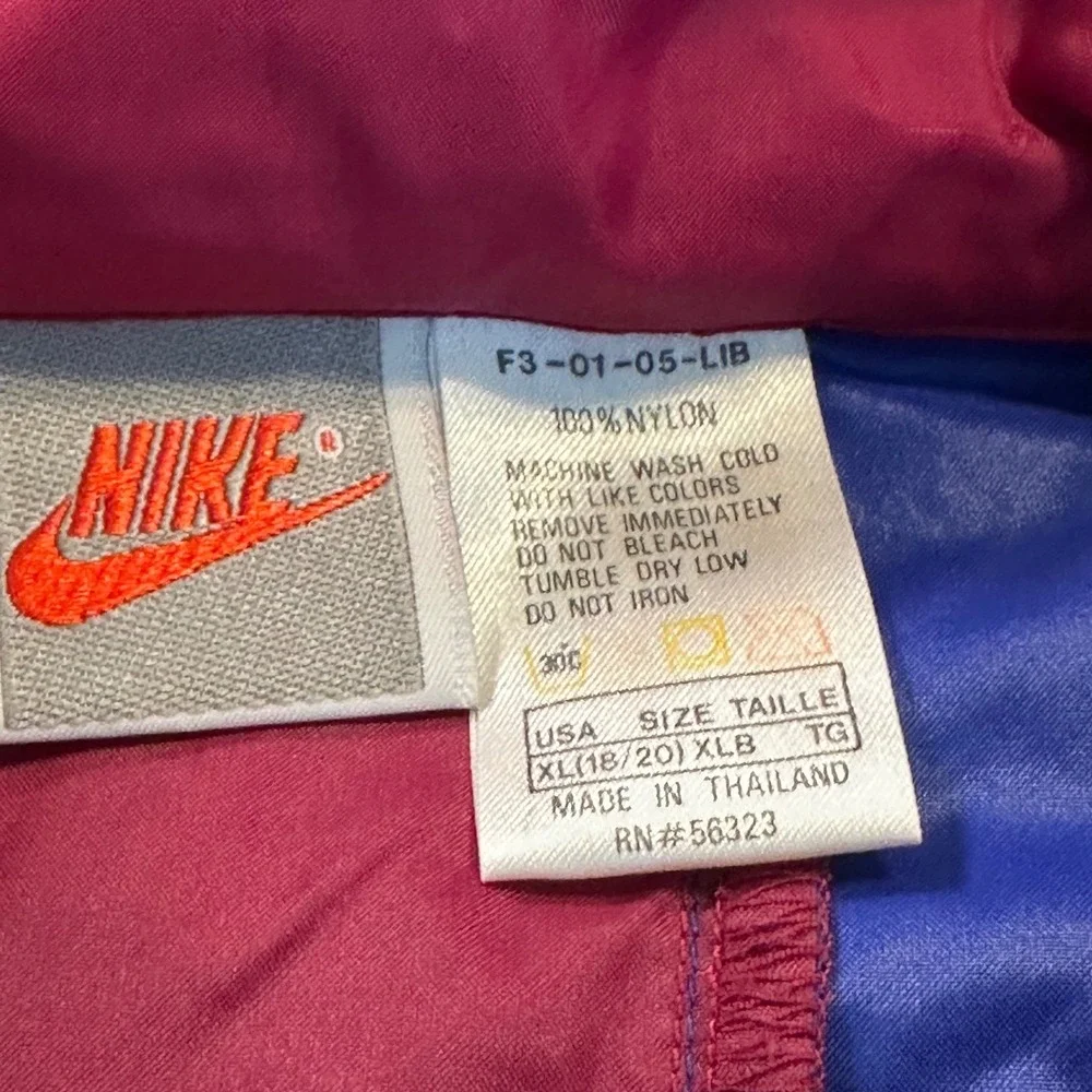 Vintage Nike Windbreaker‎ Jacket Kids XL 18/20 Navy Red Purple Colorblock Zip Up